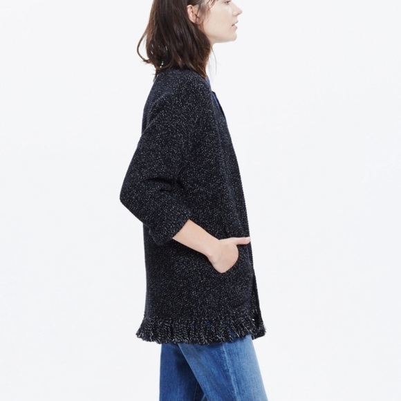 MADEWELL Memento Fringe Open Cardigan Sweater Blogger Favorite Black Size XS - Picture 2 of 9